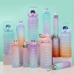 Kit 3 Garrafa Agua Squeeze Galão Com Adesivos Lembretes beber Agua.