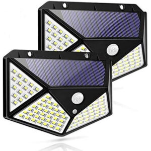 Lâmpada Luminária Parede Solar 100 Leds 55w C/ Sensor Jardim.