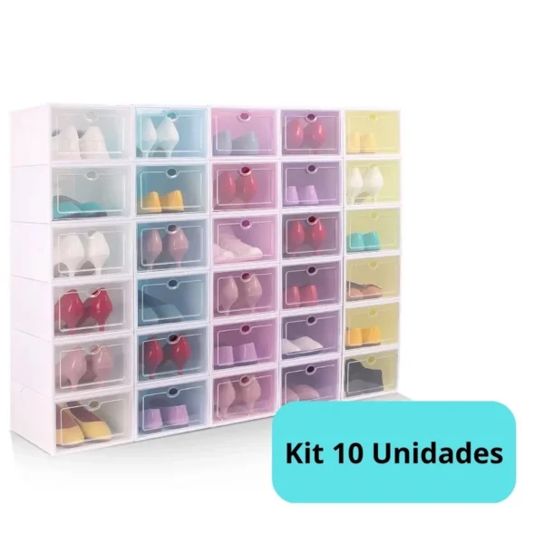 Kit 10 Caixa Organizadora Guardar Tênis Sapato Empilhavel.