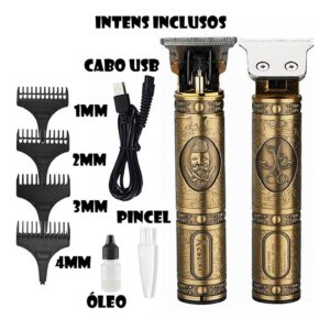 Maquina de Barbear cortar cabelo Aparador Profissional barbeador acabamento Sem Fio Portátil DRAGAO.