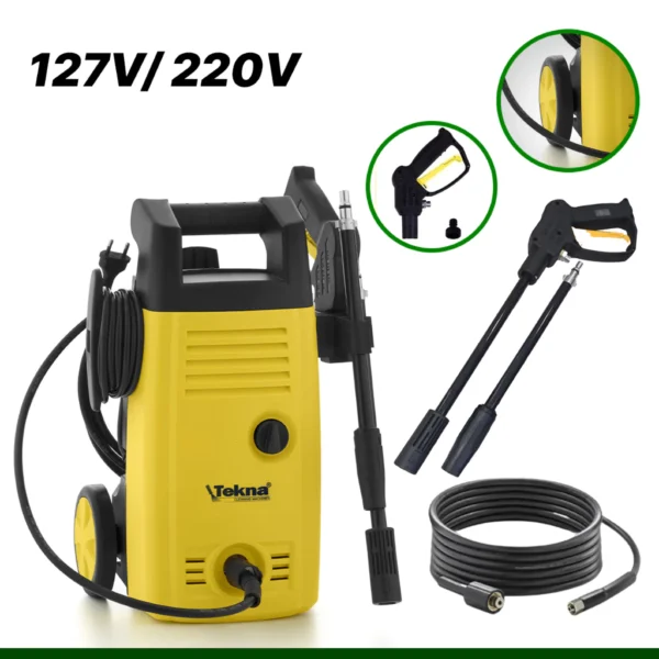  Dê uma olhada em Lavadora De Alta Pressão 1400W Com Rodas, Alça E Shampoozeira HLX110VC - Tekna por R$329,90 - R$399,90.