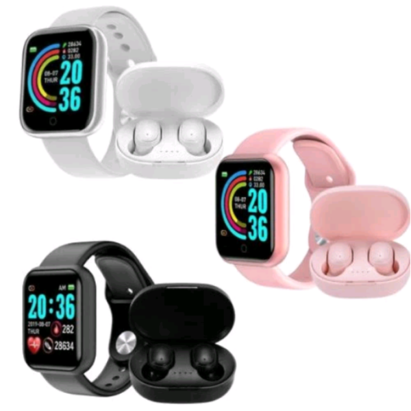 Dê uma olhada em Fone de ouvido a6s sem fio e Relógio inteligente Smartwatch D20 y68/d20 medidor de frequencia cardiaca, super leve, lindo designer e confortavel.