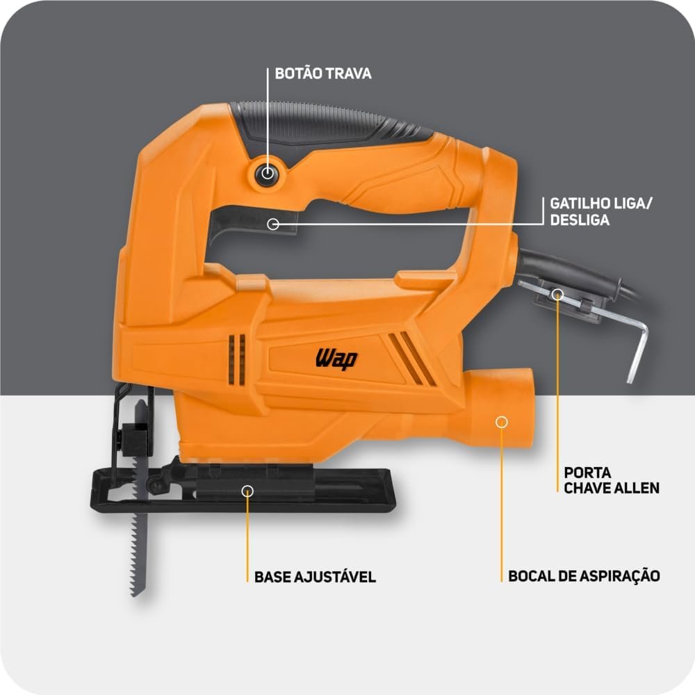 WAP Serra Tico-Tico WF STT01 550W com Base Regulável 0° a 45°, Bocal de Aspiração e Lâmina Inclusa, Corte até 55 mm em Madeira, 127V. - Imagem 2
