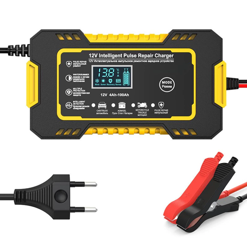 Carregador de bateria automotivo inteligente 12 V - Display Digital Automático Energia Reparação Puls. - Imagem 2