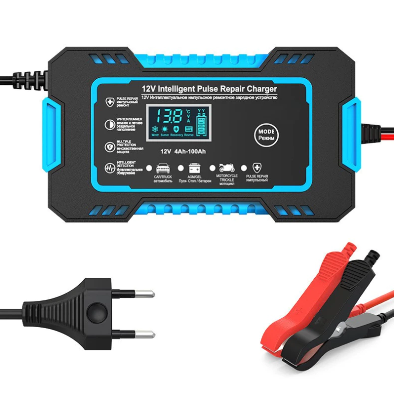 Carregador de bateria automotivo inteligente 12 V - Display Digital Automático Energia Reparação Puls. - Imagem 4