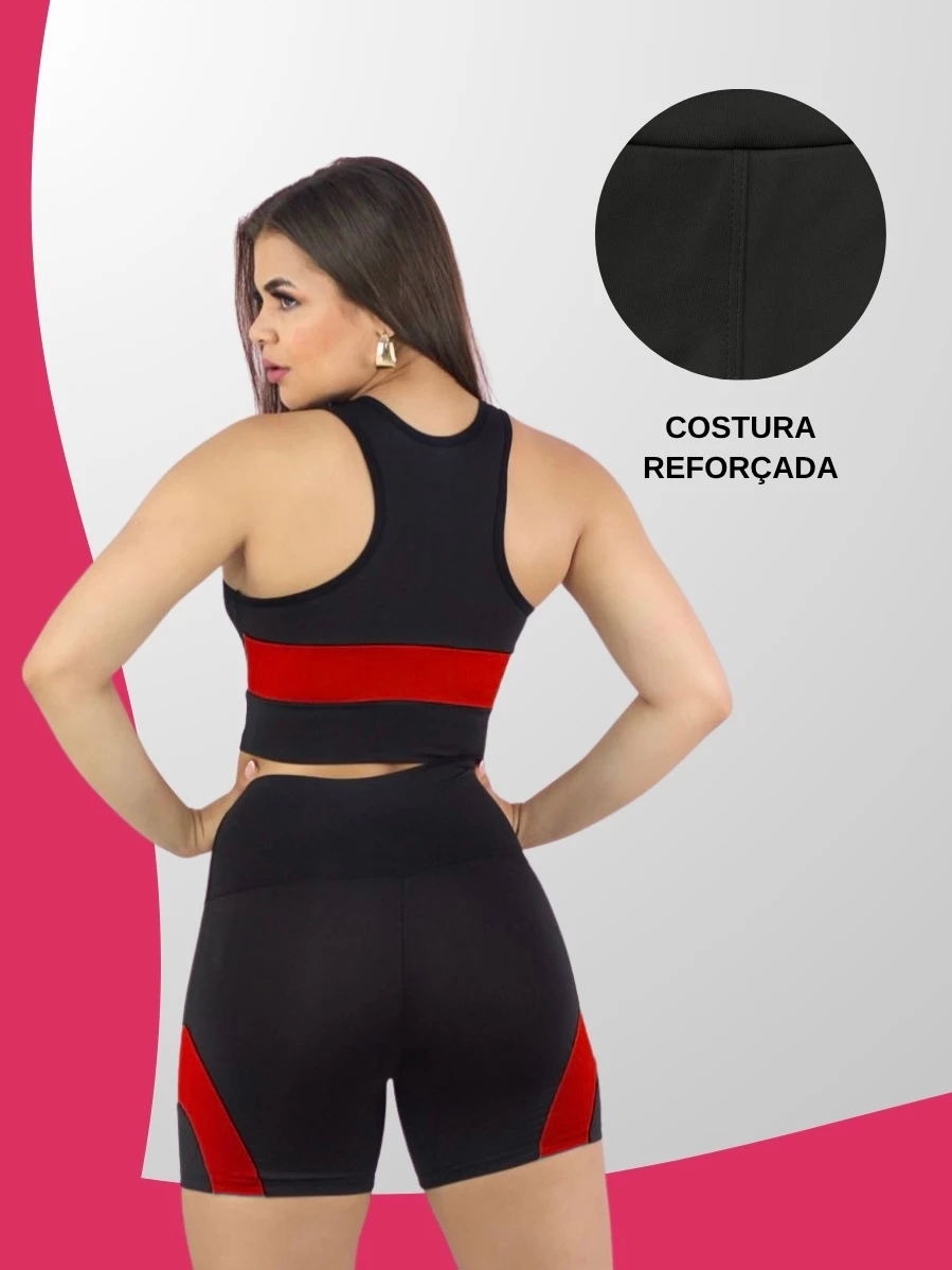 Kit 2 Conjuntos Academia Feminina – Top + Short Cintura Alta e Modeladora. - Imagem 4