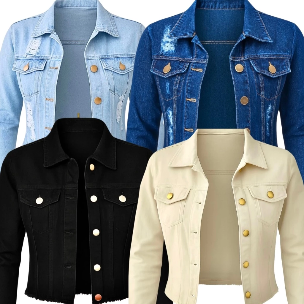 Jaqueta Jeans Feminina Manga Longa Denim Linha Premium.