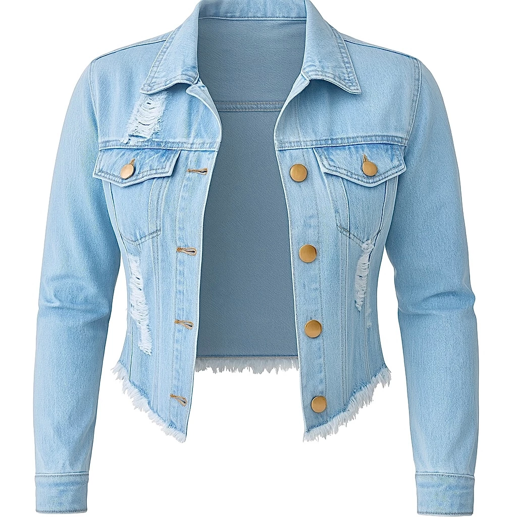 Jaqueta Jeans Feminina Manga Longa Denim Linha Premium. - Imagem 4